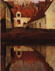 Albert Baertsoen Little Town on the Edge of Water(Flanders) France oil painting art